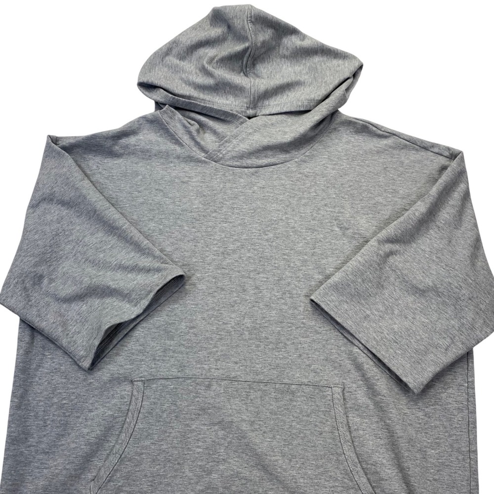 J. Jill Fit Short Sleeve Pullover Hoodie Womens L Gray Heather French Terry